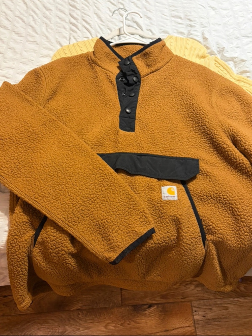 Carhartt Men’s Mustard Brown Sherpa Snap Pullover